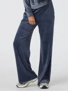 Vuori Haven Wide Leg Pants Slate Blue Ribbed Velour Loungewear Sz S VW4075